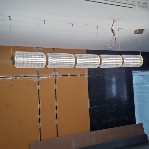 Çizgili Cam Led Avize 